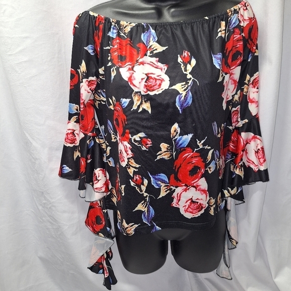 Fancyqube floral blouse XL long arm piece off shoulder - Picture 1 of 5